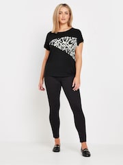 M&Co Black Animal Print Short Sleeve Top - Image 2 of 4