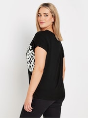 M&Co Black Animal Print Short Sleeve Top - Image 3 of 4