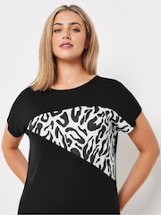 M&Co Black Animal Print Short Sleeve Top - Image 4 of 4