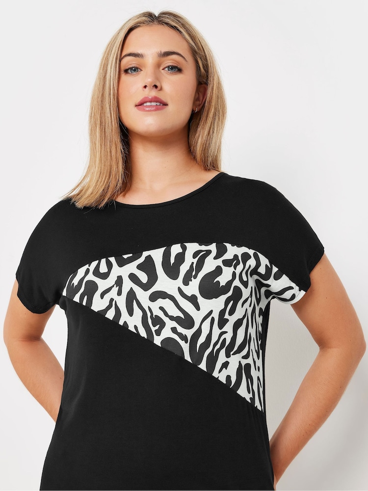 M&Co Black Animal Print Short Sleeve Top - Image 4 of 4
