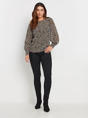 Long Tall Sally Natural Leopard Print Scoop Neck Blouse - Image 2 of 5