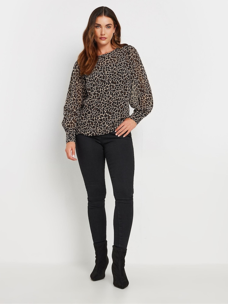 Long Tall Sally Natural Leopard Print Scoop Neck Blouse - Image 2 of 5