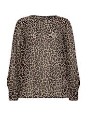 Long Tall Sally Natural Leopard Print Scoop Neck Blouse - Image 5 of 5