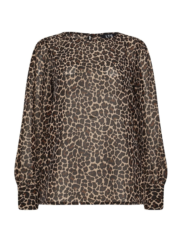 Long Tall Sally Natural Leopard Print Scoop Neck Blouse - Image 5 of 5