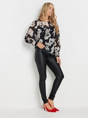 Schwarz - Long Tall Sally Leopard Print Scoop Neck Blouse - Bild 1 von 5