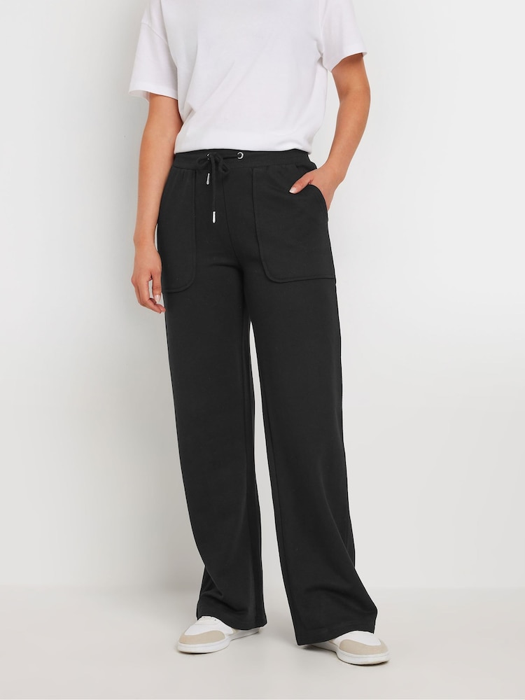 Long Tall Sally Black Patch Pocket Wide Leg Joggers - Image 2 of 5