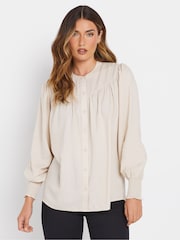 Long Tall Sally Cream Long Sleeve Yoke Shirred Cuff Blouse - Image 1 of 5