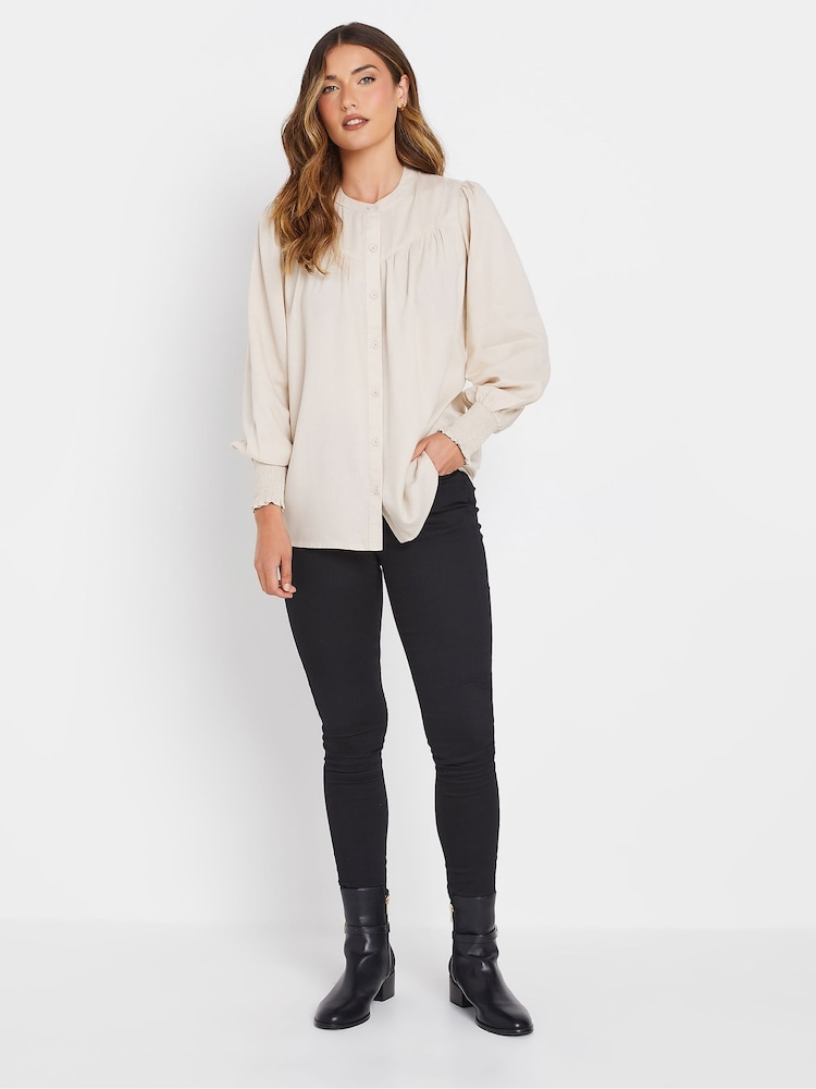 Long Tall Sally Cream Long Sleeve Yoke Shirred Cuff Blouse - Image 2 of 5