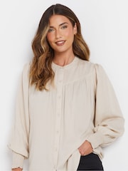 Long Tall Sally Cream Long Sleeve Yoke Shirred Cuff Blouse - Image 4 of 5