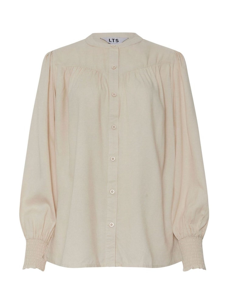 Long Tall Sally Cream Long Sleeve Yoke Shirred Cuff Blouse - Image 5 of 5