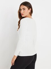 Long Tall Sally White Pointelle Thermal Long Sleeve Top - Image 3 of 5