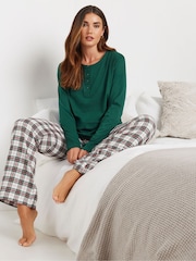 Long Tall Sally Cream Check Pyjamas Joggers - Image 1 of 5