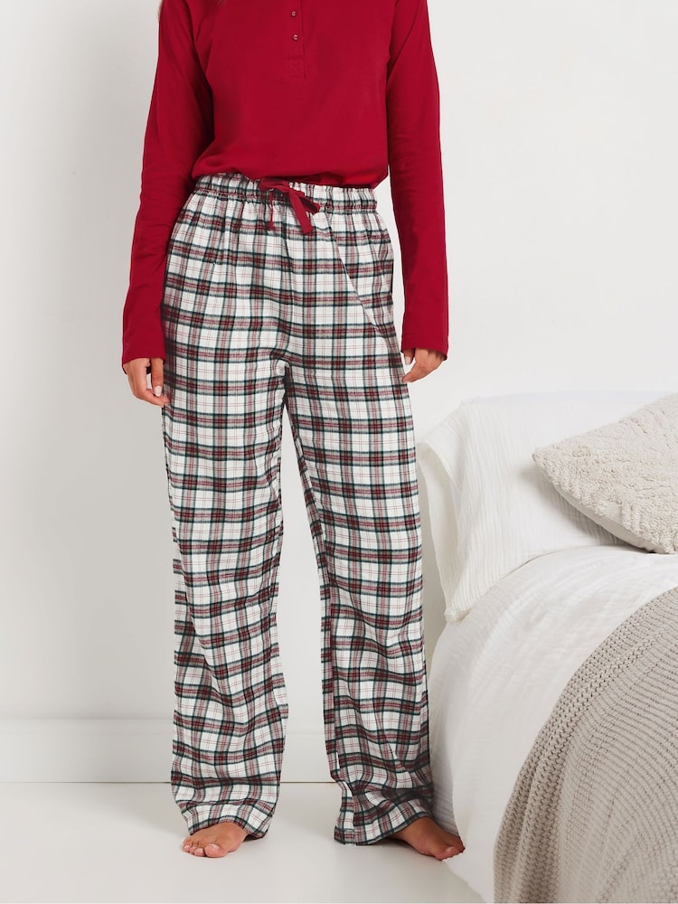 Long Tall Sally Cream Check Pyjamas Joggers - Image 2 of 5