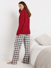 Long Tall Sally Cream Check Pyjamas Joggers - Image 3 of 5