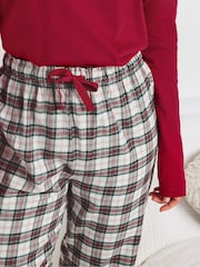 Long Tall Sally Cream Check Pyjamas Joggers - Image 4 of 5