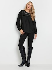 Long Tall Sally Black Bib Frill Woven Blouse - Image 2 of 5