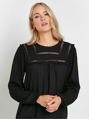 Long Tall Sally Black Bib Frill Woven Blouse - Image 4 of 5