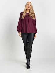 Long Tall Sally Pink Bib Frill Woven Blouse - Image 2 of 5