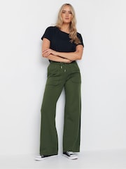 Long Tall Sally Green Patch Pocket Wide Leg Joggers - Image 1 of 5