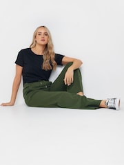Long Tall Sally Green Patch Pocket Wide Leg Joggers - Image 4 of 5