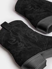 Long Tall Sally Dark black Western Stitch Detail Boots - Image 4 of 5