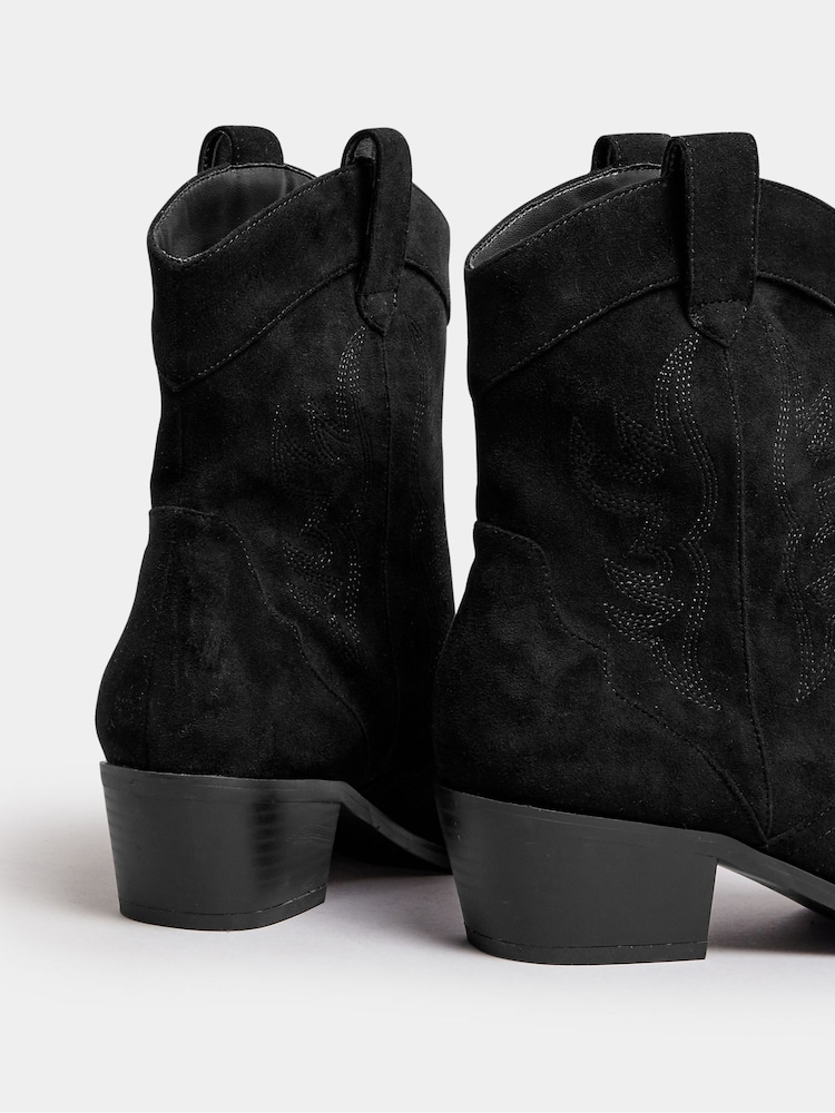 Long Tall Sally Dark black Western Stitch Detail Boots - Image 5 of 5