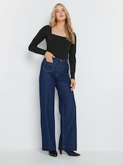 Long Tall Sally Black Square Neck Rib Top - Image 2 of 4