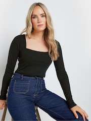 Long Tall Sally Black Square Neck Rib Top - Image 4 of 4