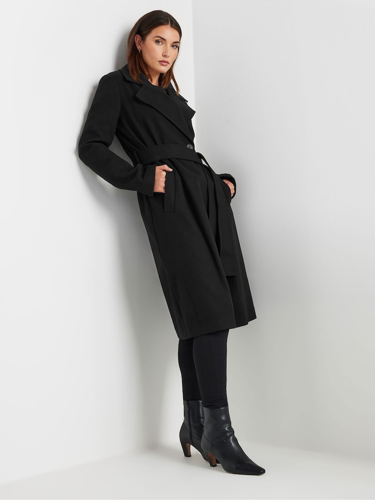 Long Tall Sally Black Wrap Coat - Image 1 of 5
