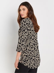 Long Tall Sally Natural 3/4 Sleeve Pintuck Henley 100% Cotton Top - Image 3 of 5