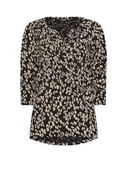Long Tall Sally Natural 3/4 Sleeve Pintuck Henley 100% Cotton Top - Image 5 of 5
