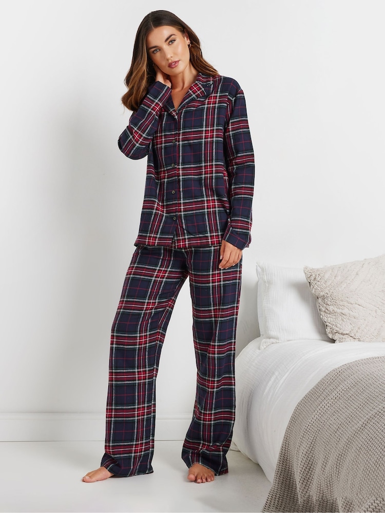 Long Tall Sally Bottle blue Check 100% Cotton Pyjamas Joggers - Image 2 of 6 Long Tall Sally Bottle blue Check 100% Cotton Pyjamas Joggers - Image 2 of 6