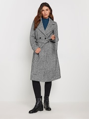 Long Tall Sally Black Herringbone Wrap Coat - Image 1 of 5