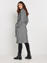 Long Tall Sally Black Herringbone Wrap Coat - Image 3 of 5