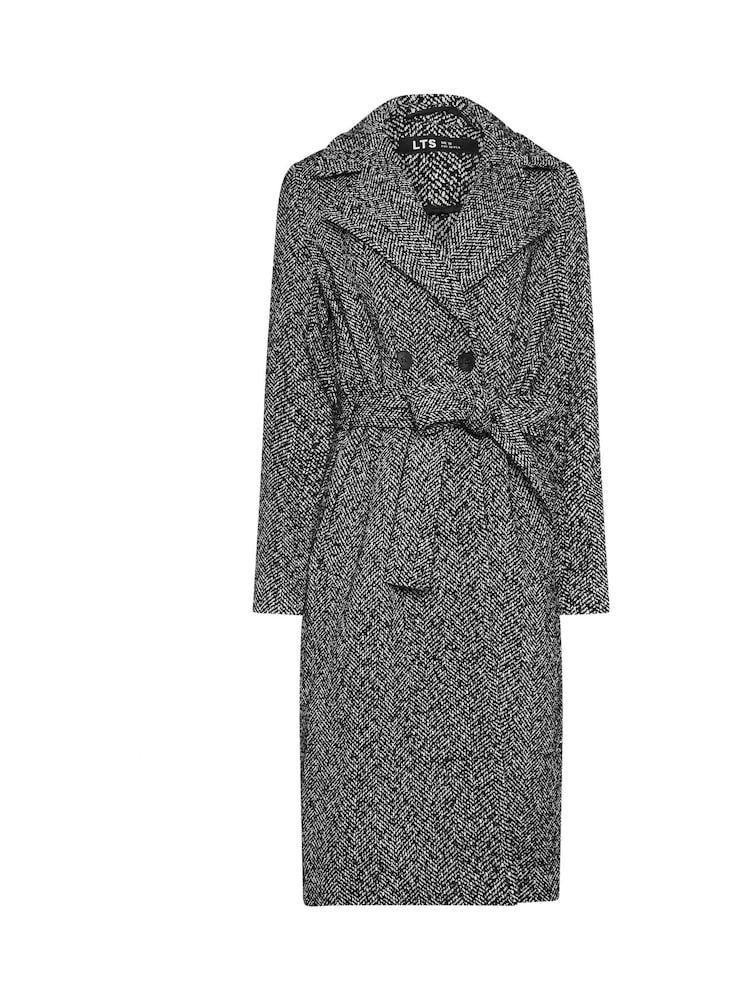 Long Tall Sally Black Herringbone Wrap Coat - Image 5 of 5