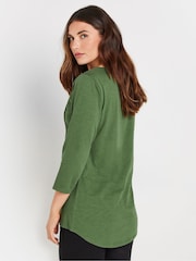 Long Tall Sally Pink 3/4 Sleeve Pintuck Henley 100% Cotton Tops 2 Pack - Image 4 of 8