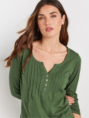 Long Tall Sally Pink 3/4 Sleeve Pintuck Henley 100% Cotton Tops 2 Pack - Image 5 of 8