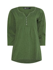 Long Tall Sally Pink 3/4 Sleeve Pintuck Henley 100% Cotton Tops 2 Pack - Image 7 of 8