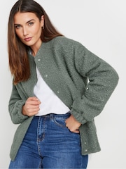 Long Tall Sally Green Cosy Bomber Jacket - Image 1 of 5