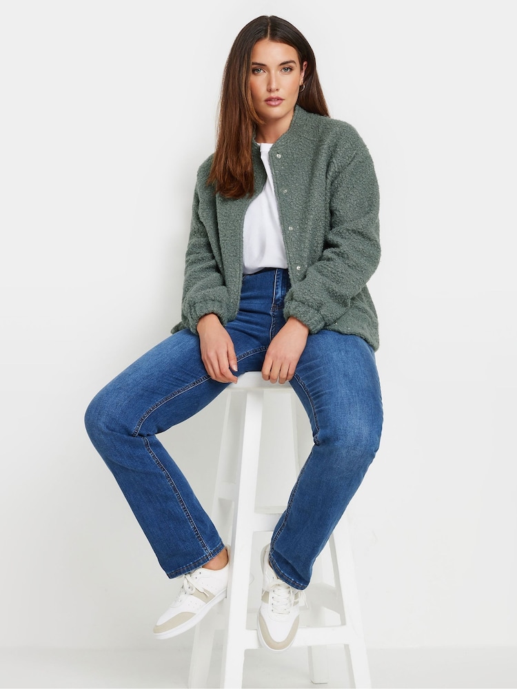 Long Tall Sally Green Cosy Bomber Jacket - Image 2 of 5