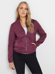 Long Tall Sally Red Suedette Bomber Jacket - Image 1 of 6