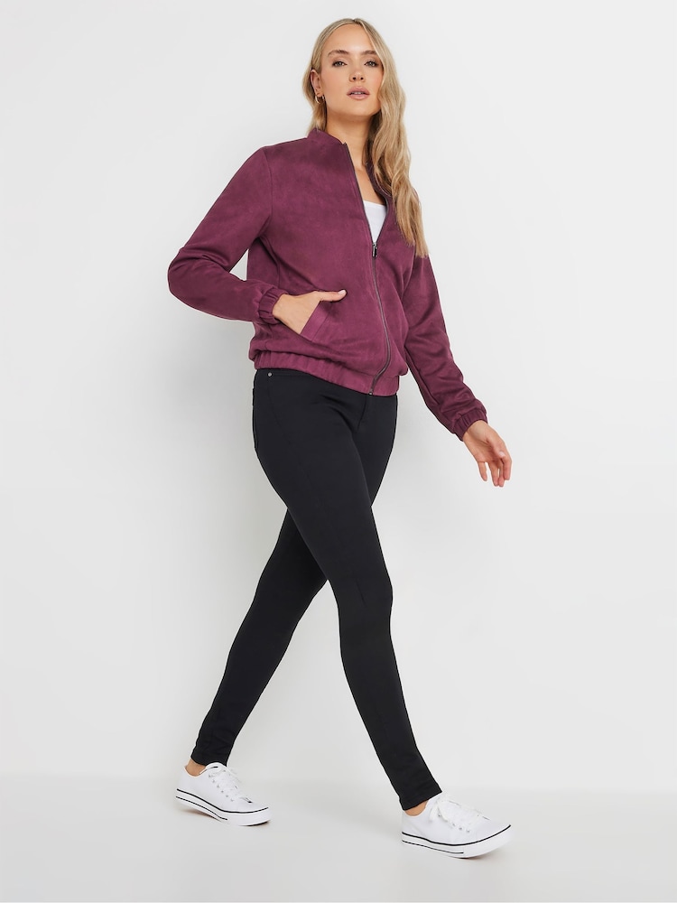 Long Tall Sally Red Suedette Bomber Jacket - Image 2 of 6