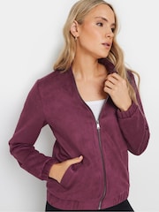 Long Tall Sally Red Suedette Bomber Jacket - Image 4 of 6