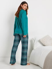 أزرق - بنطلون بيجامة رياضي بنمط مربعات من Long Tall Sally - صورة 3 من 5