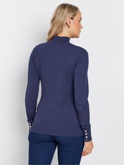 Long Tall Sally Blue Popper Neck Jumper - Image 3 of 5