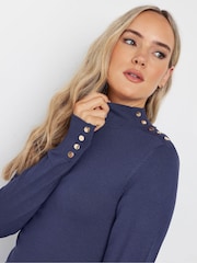 Long Tall Sally Blue Popper Neck Jumper - Image 4 of 5