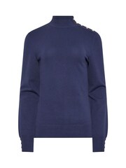 Long Tall Sally Blue Popper Neck Jumper - Image 5 of 5