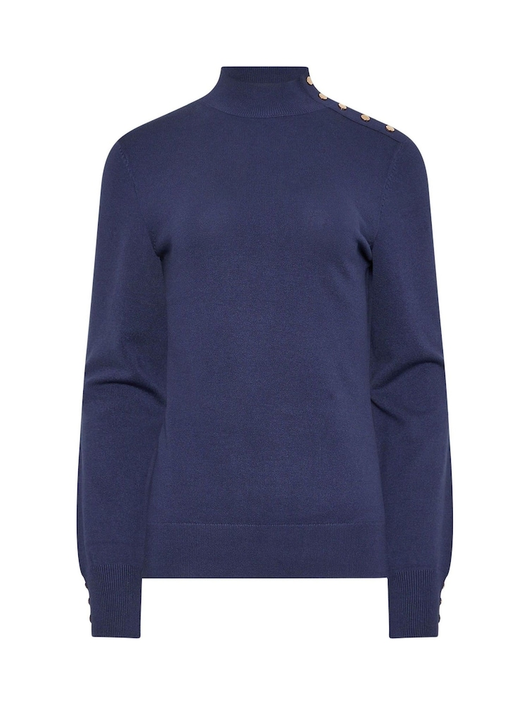 Long Tall Sally Blue Popper Neck Jumper - Image 5 of 5