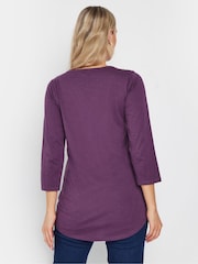 Long Tall Sally Purple 3/4 Sleeve Pintuck Henley 100% Cotton Tops 2 Pack - Image 4 of 8