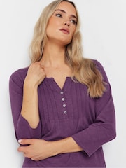 Long Tall Sally Purple 3/4 Sleeve Pintuck Henley 100% Cotton Tops 2 Pack - Image 5 of 8